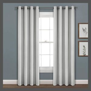 Lush Decor - 84"x52" Faux Linen Absolute Blackout Grommet Top S Gray